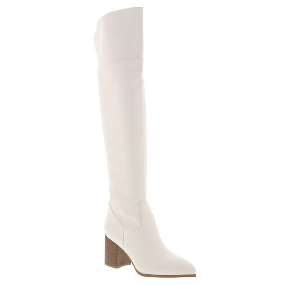 White Vegan Leather Over The Knee Boots - Picture 6 of 11